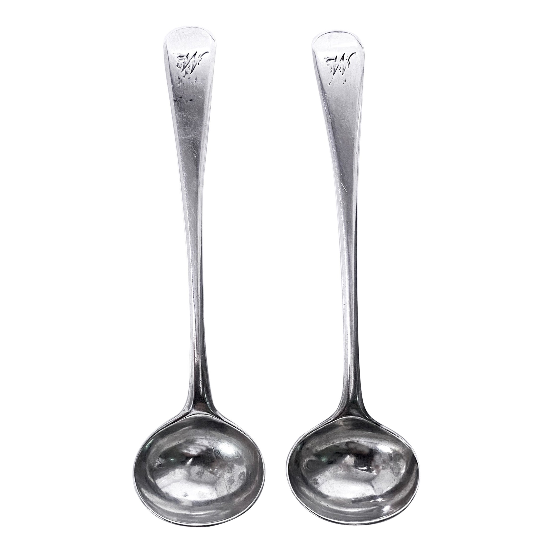 Pair of Georgian Silver Salt spoons Peter, Ann and William Bateman London 1804 For Sale