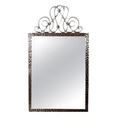 French Art Deco Steel Mirror After Raymond Subes