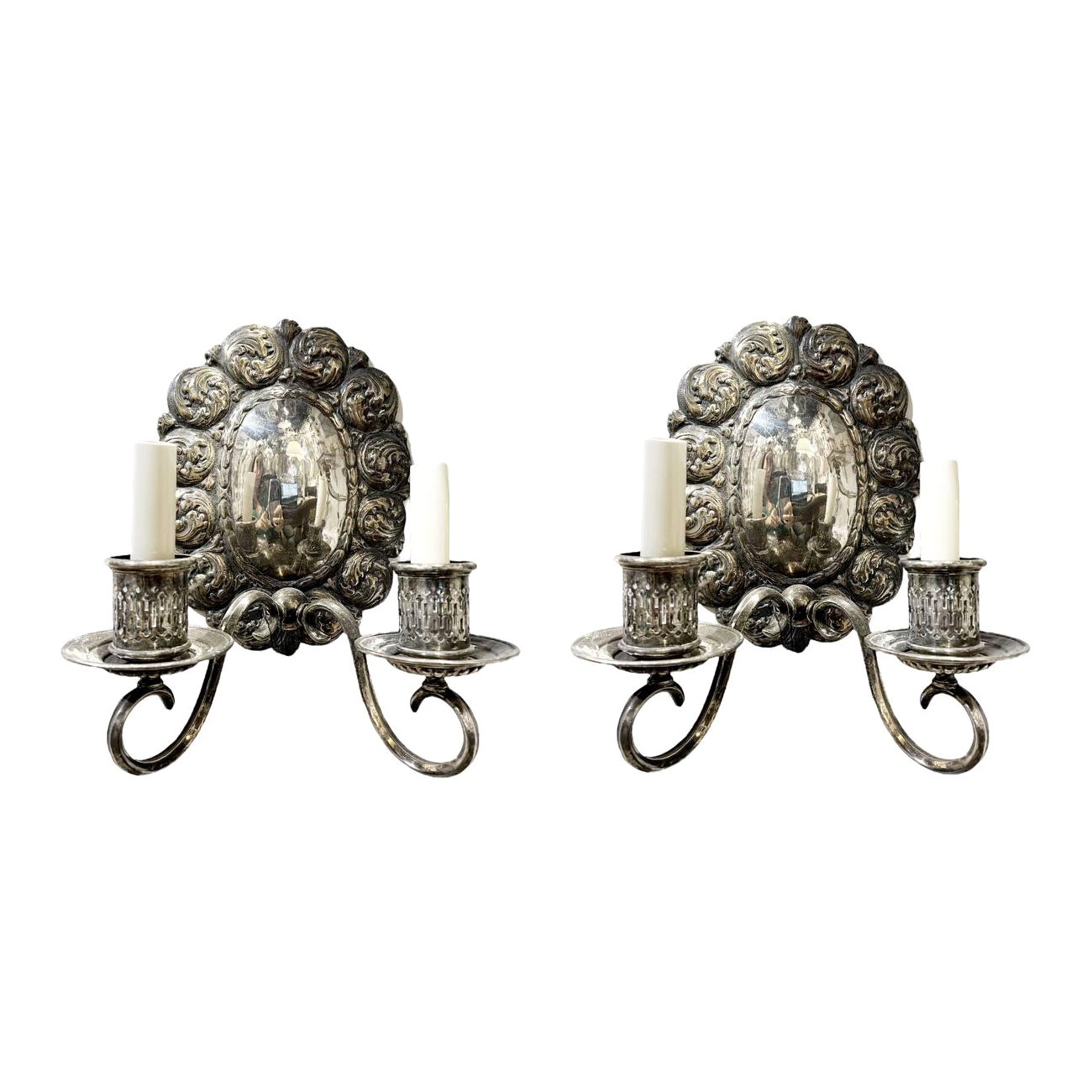 1920s Caldwell Silver Plated Sconces For Sale