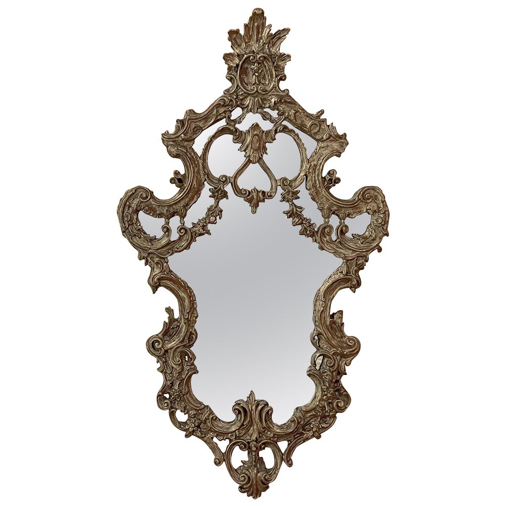 Antique Italian Baroque Giltwood Wall Mirror For Sale