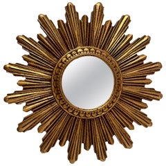 Petite Starburst Sunburst Gilded Mirror, circa 1960s