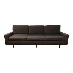 Mid Century Modern Knoll 1950's Black Sofa with Wooden Legs