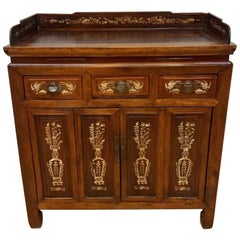 Used Chinese Jiangsu Province Rosewood with Bone Inlay Sideboard Cabinet