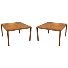 Mid Century Modern Pair of Knoll Walnut Square End Side Tables