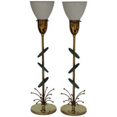 Pair of Lamps by Rembrandt Lamp Company (Green Ceramic Disks)