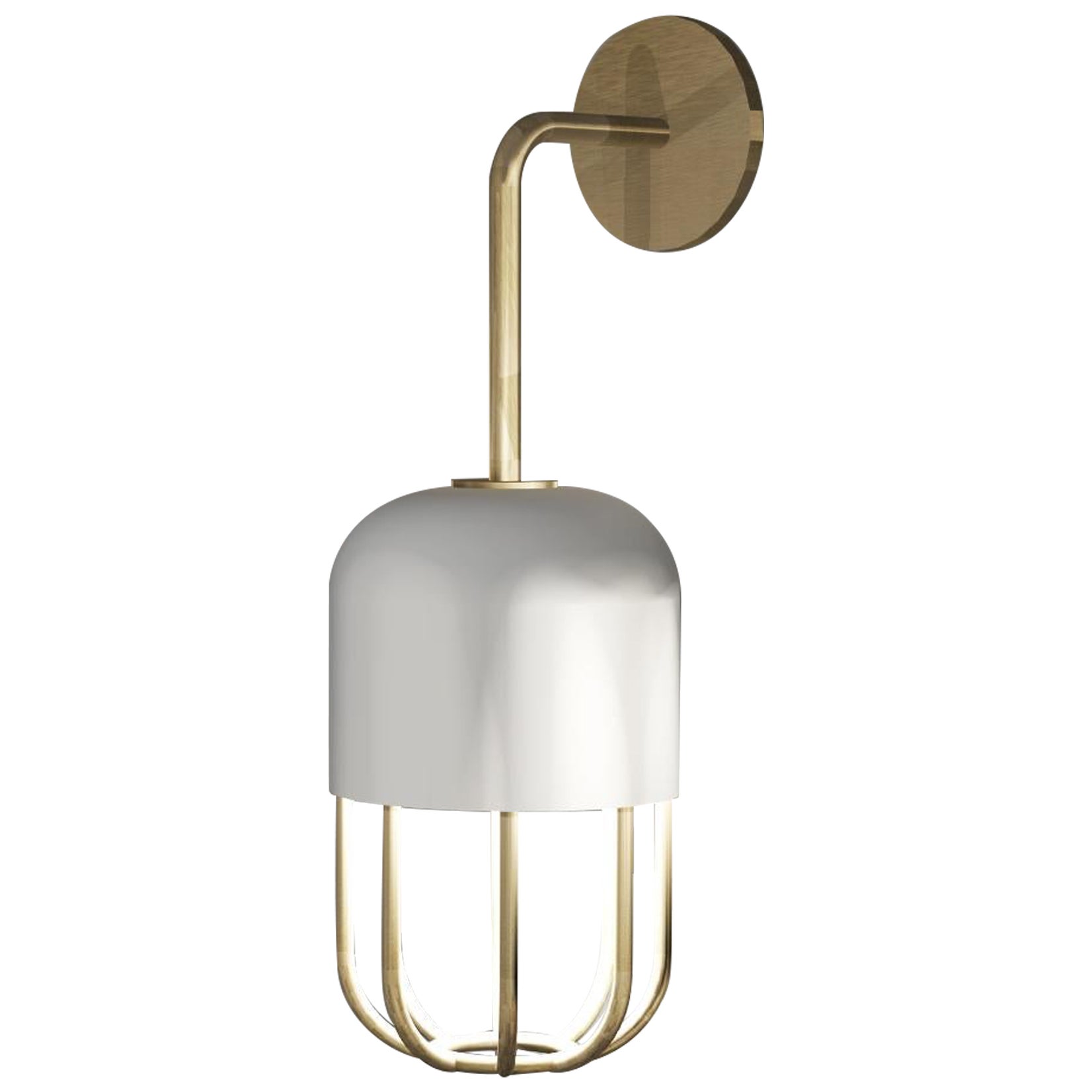 Imagin Capsule Wall Light in Metal and Brushed Brass For Sale