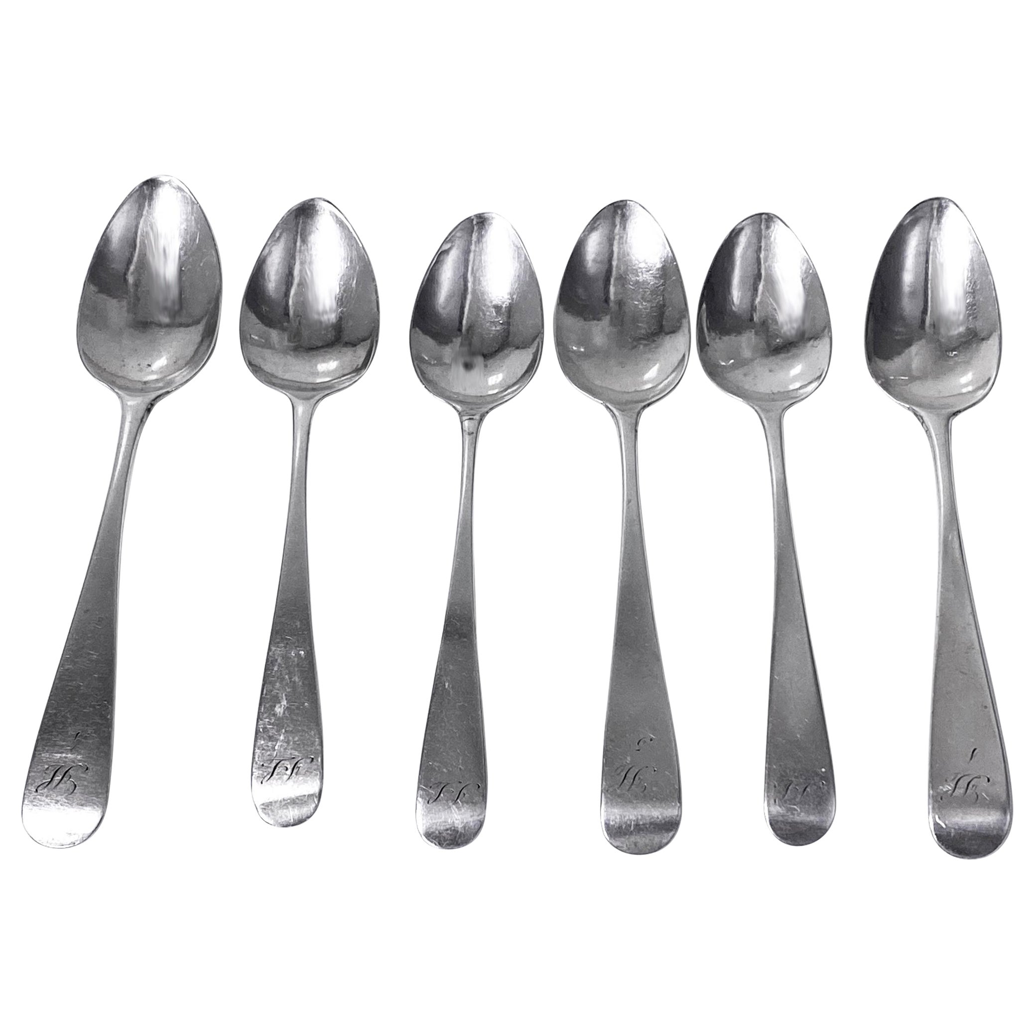 Set 6 Scottish Georgian Silver Old English Spoons Edinburgh C.1808 