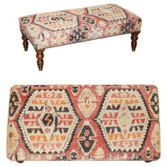STUNNING AND COLLECTABLE ViNTAGE GEORGE SMITH CHELSEA KILIM FOOTSTOOL OTTOMAN