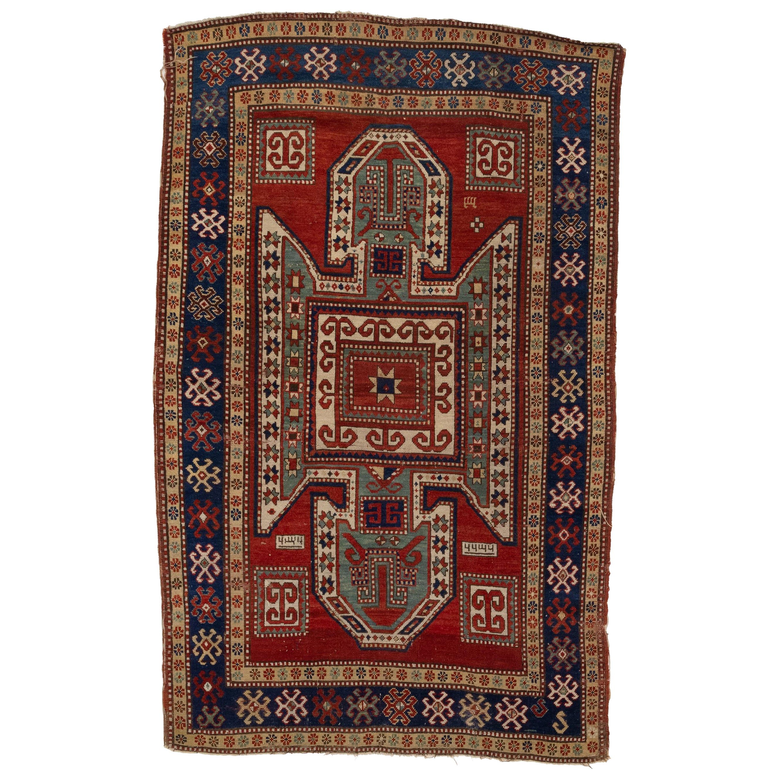 Antique Caucasian Sewan Sevan Kazak Rug Circa 1880