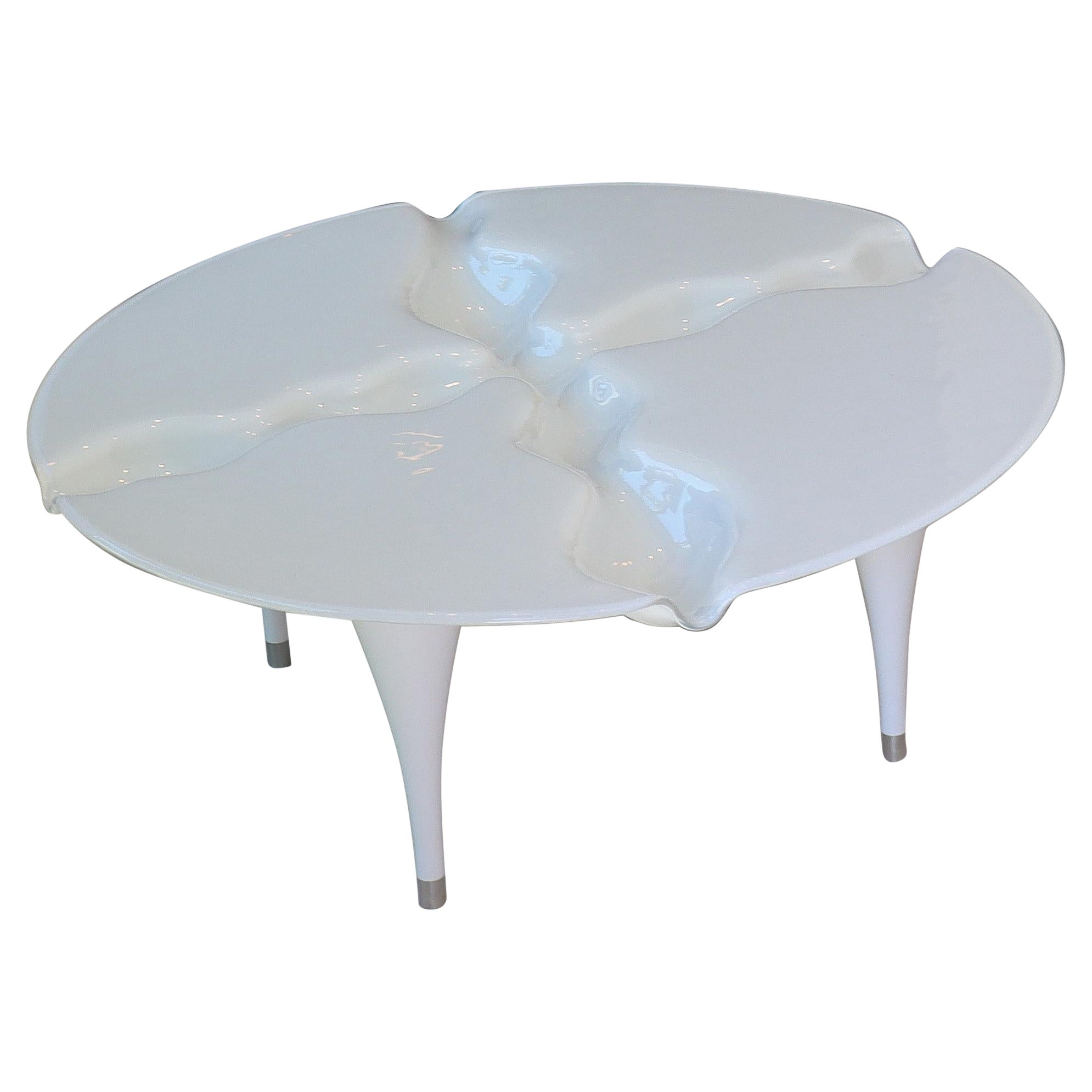Plus Object Glass White Round Table For Sale