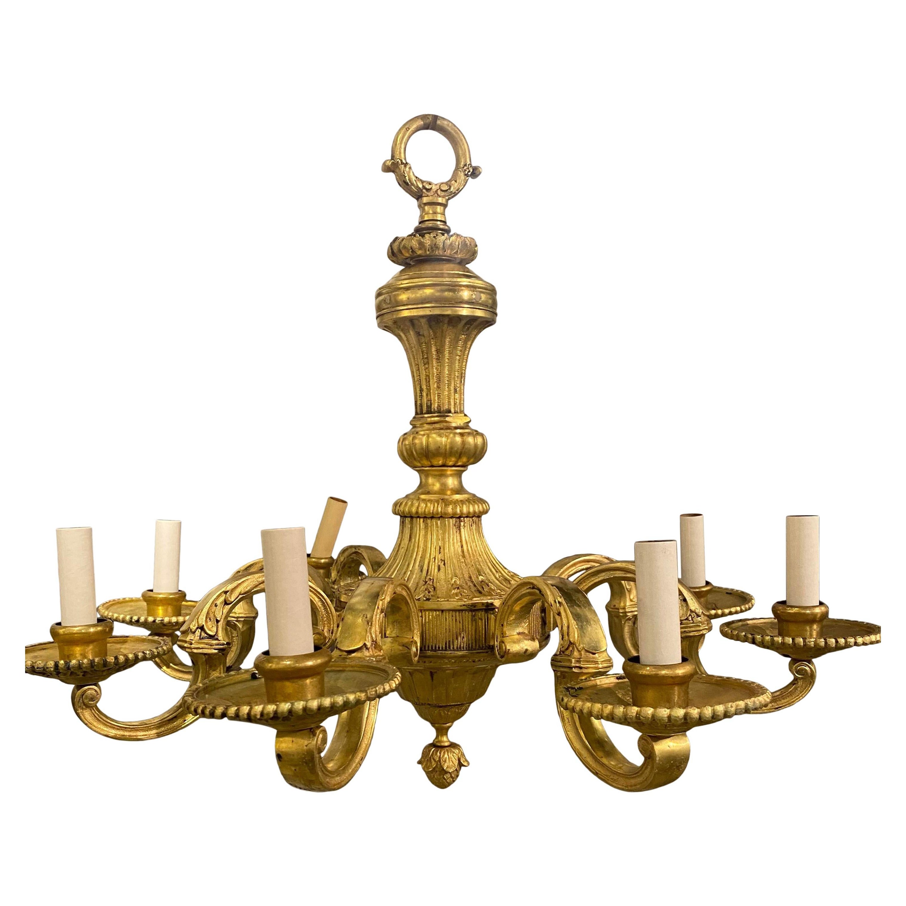 Lustre à 8 lumières Caldwell en bronze doré d'époque 1900 en vente