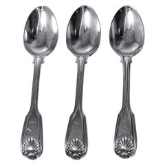 Three Fiddle Thread Shell large Teaspoons London 1836 Mary Chawner