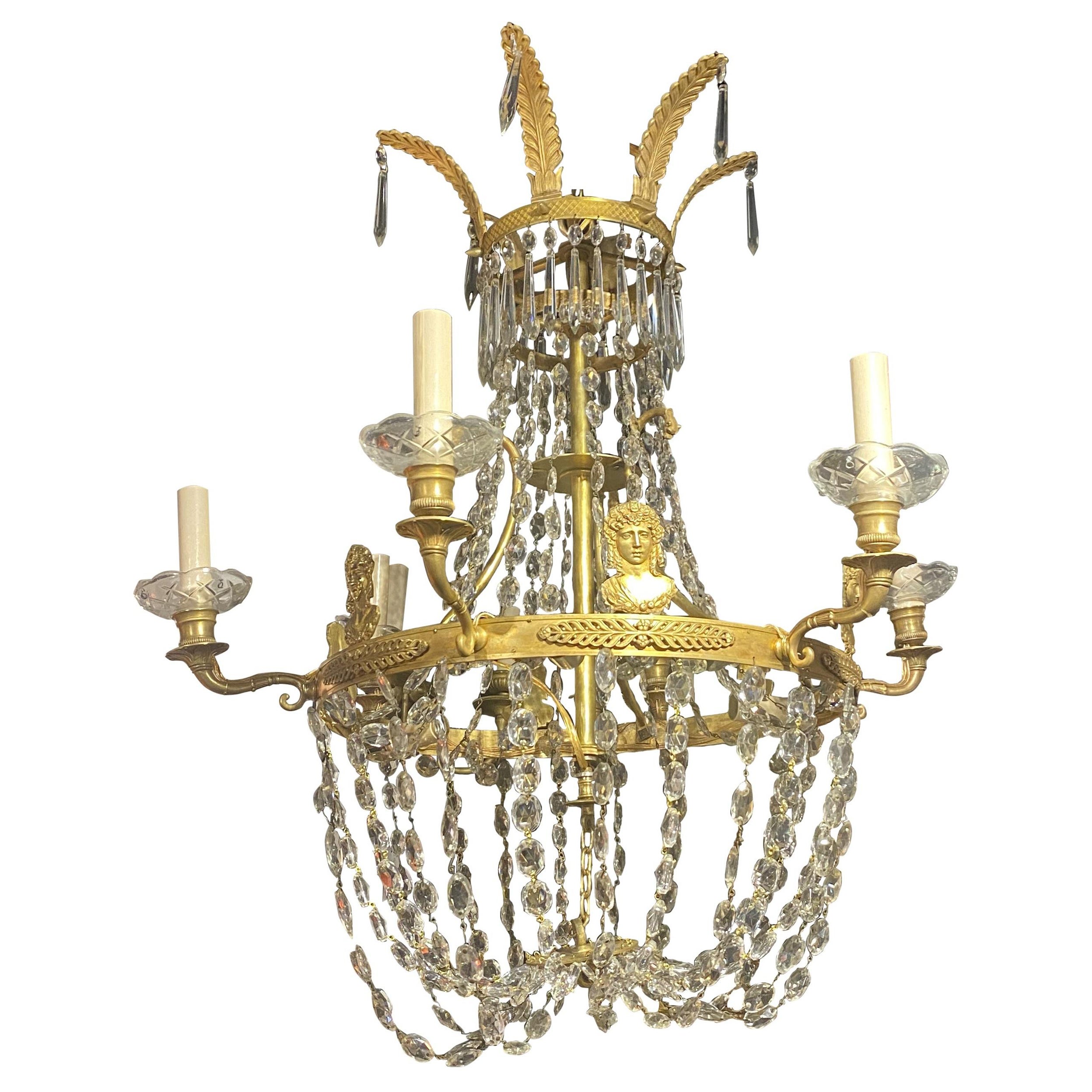 Lampadario a 6 luci Impero svedese degli anni '30