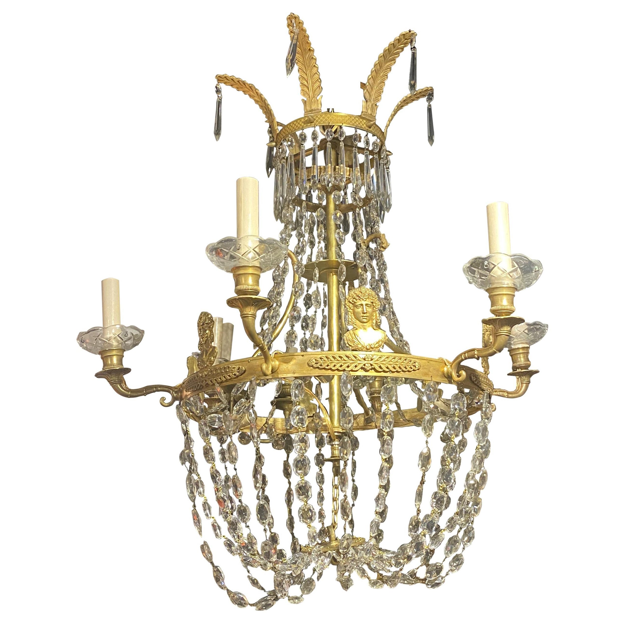 1930’s Swedish Empire 6 lights Chandelier 