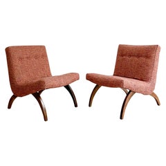 Pair of Early Milo Baughman Scoop Chairs w/ New Upholstery