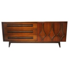 Mid Century Walnut Sculptural Credenza in the style of G Plan