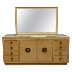 MCM Cork and Wood Sideboard with Mirror by Paul Frankl for Johnson Furniture