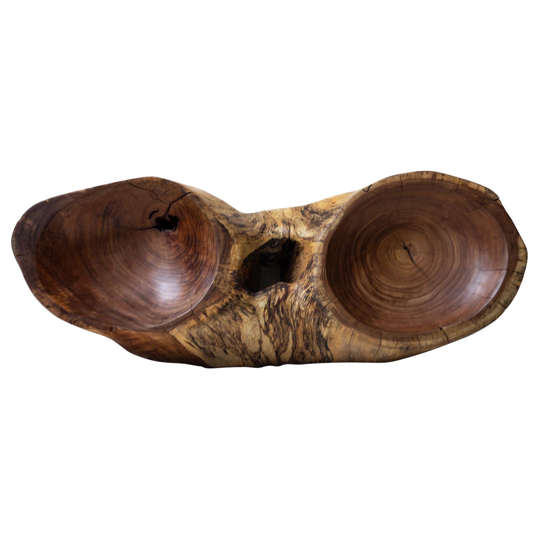 Exquisite siamese bowl in salvaged tzalam wood  For Sale