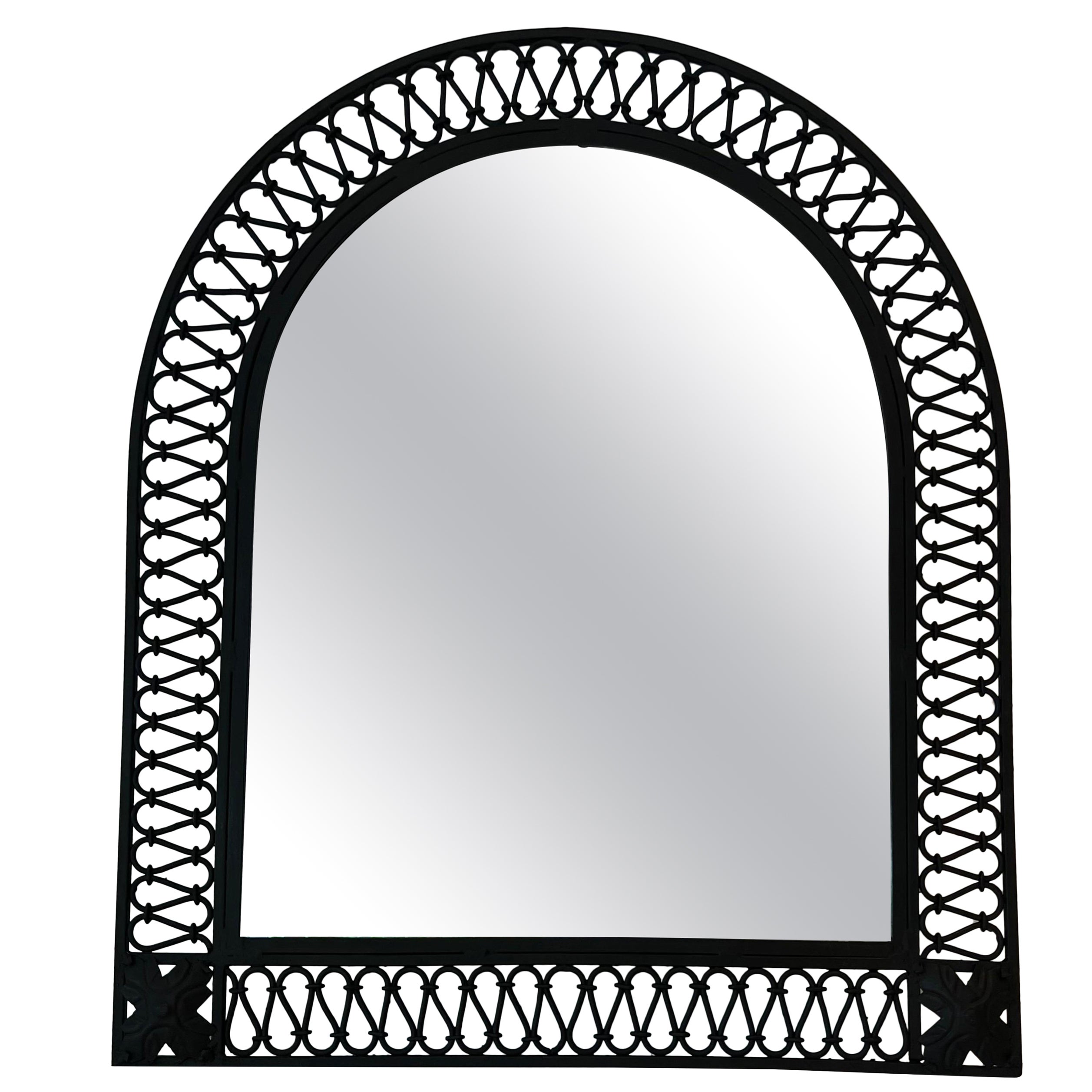 Large Wrought Iron Mirror Rounded on Top. French Work. Circa 1940 For
