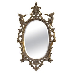 Monumental Chinese Chippendale Style Gilded Faux Tortoise Mirror By La Barge