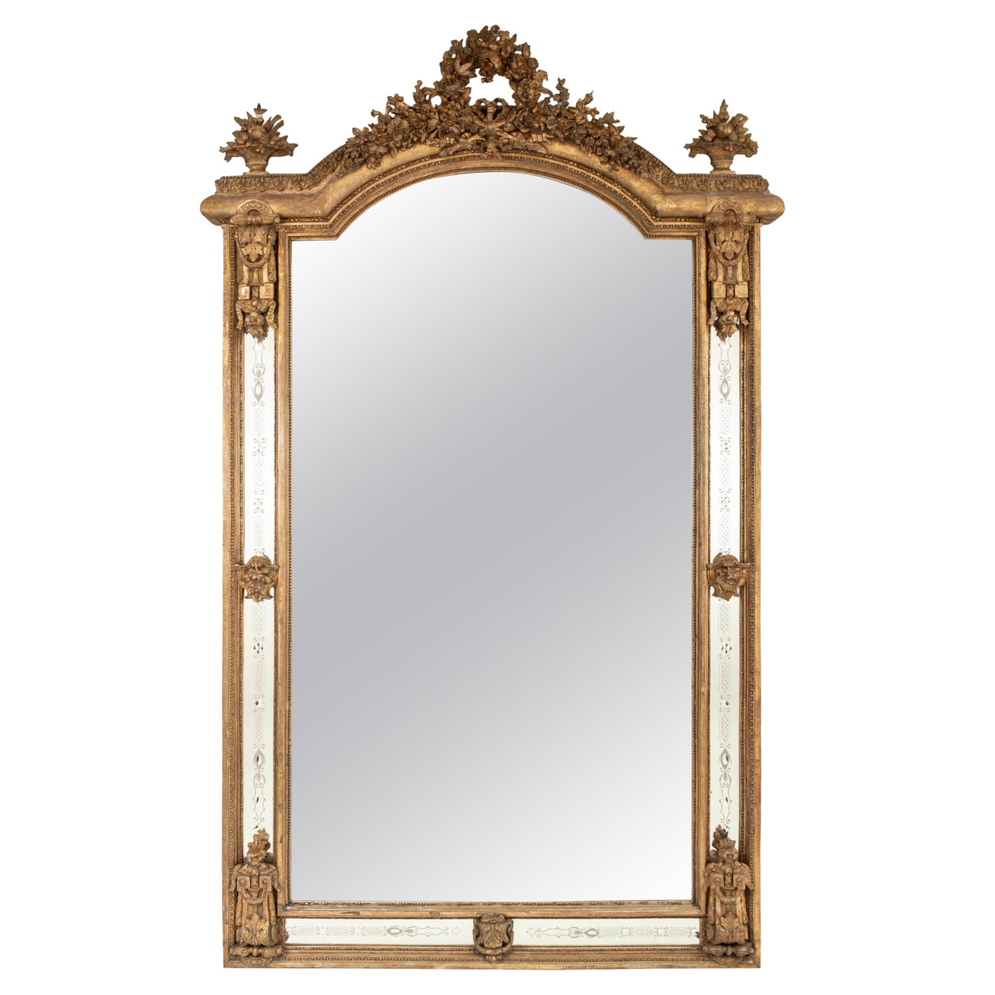 Miroir Napoleon III Parclose en bois doré