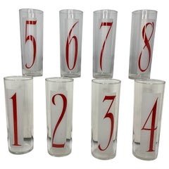 Set of 8 Vintage Federal Glass Drinks By Numbers Tom Collins Glasses 