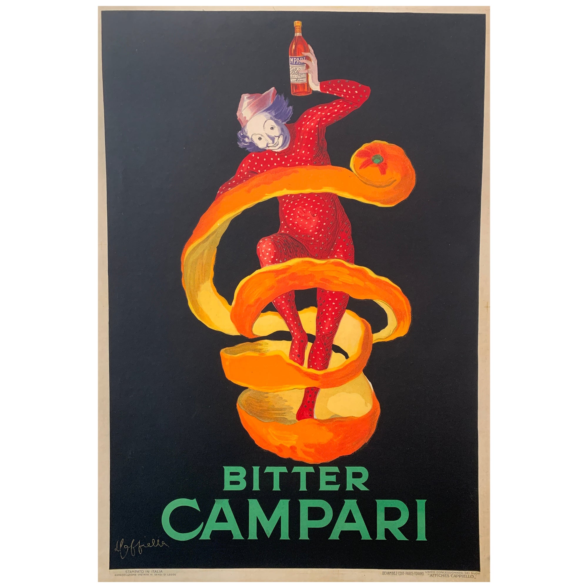 Original Vintage Poster Bitter Campari Spiratello Leonetto Cappiello, 1921