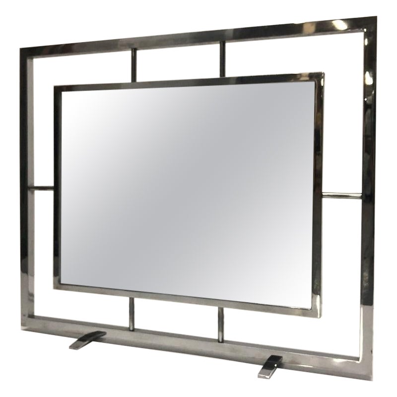 Danny Alessandro Chrome and Glass Fire Screen For Sale