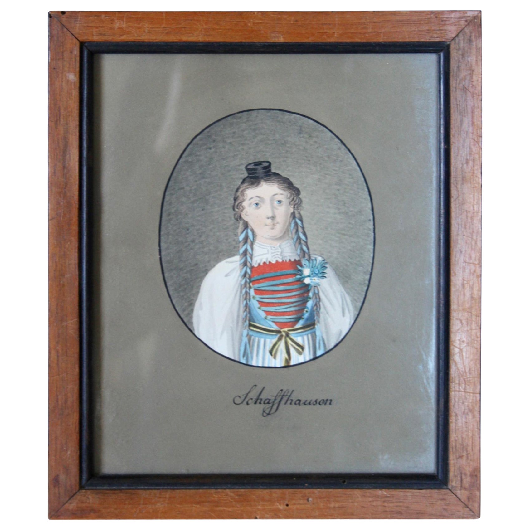 Swiss alp watercolor " Schaffhausen " For Sale