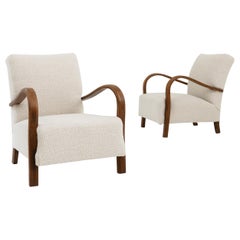 1960s Czech Bouclé Upholstered Armchairs, a Pair
