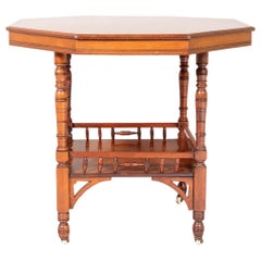 Late Victorian Aesthetic Movement Octagonal Walnut Window Table or Side Table