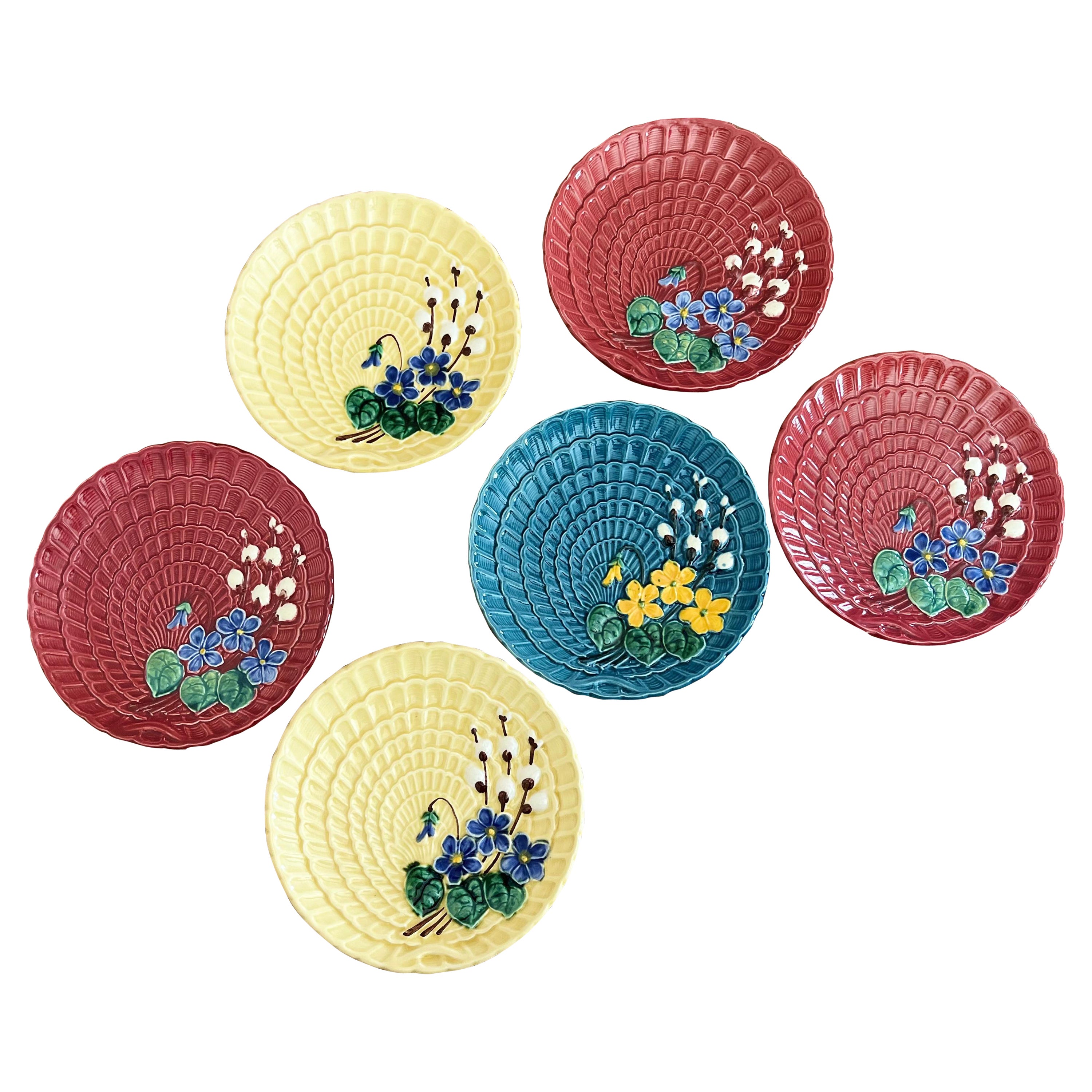 Lote de 6 Platos Decorativos Italianos Vintage Motivos Florales