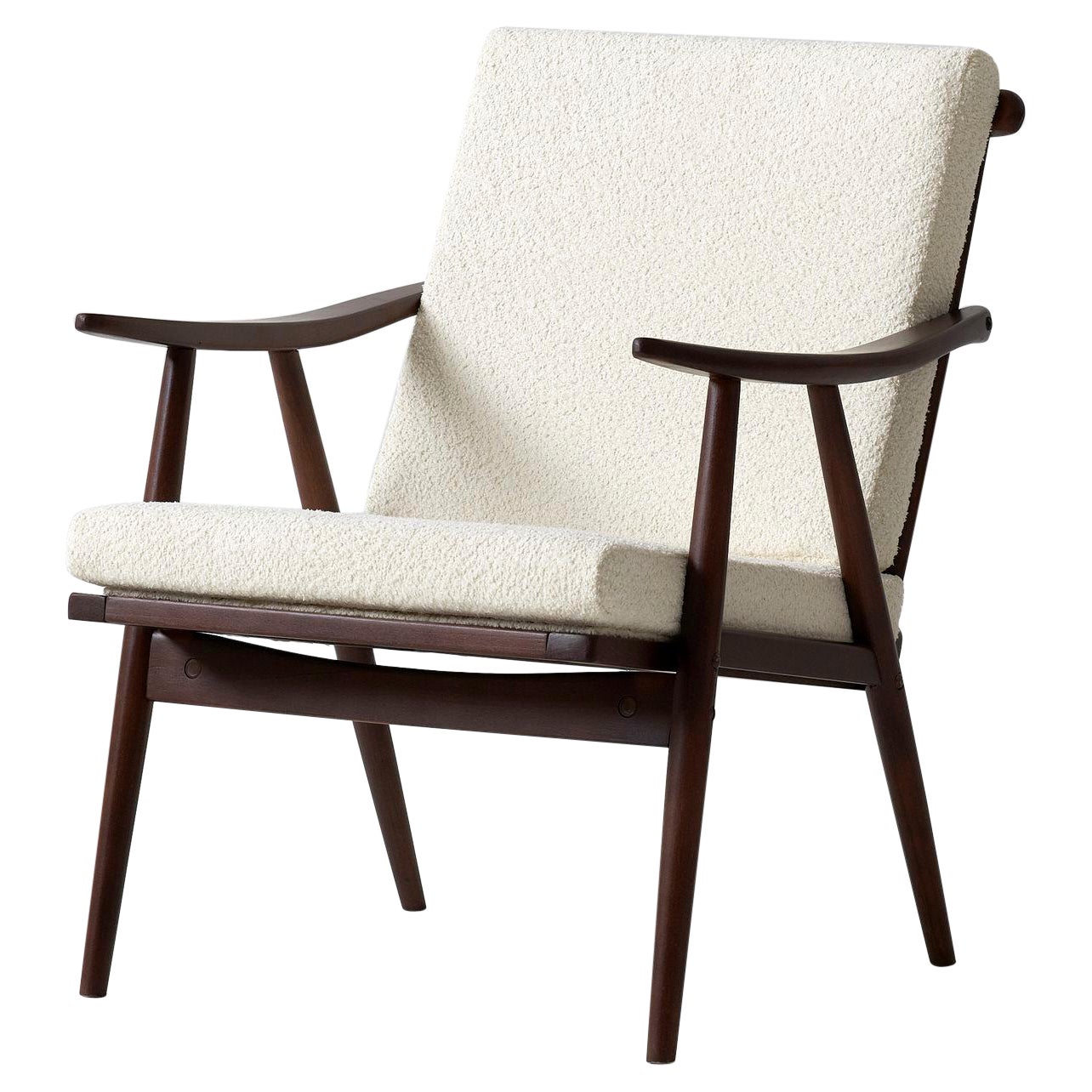 Boucle armchair, Boomerang model, 60's For Sale