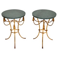 Pair of Antique Italian Gilt Metal and Marble Side Tables