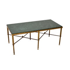 Antique French Marble Top Coffee Table in Brass