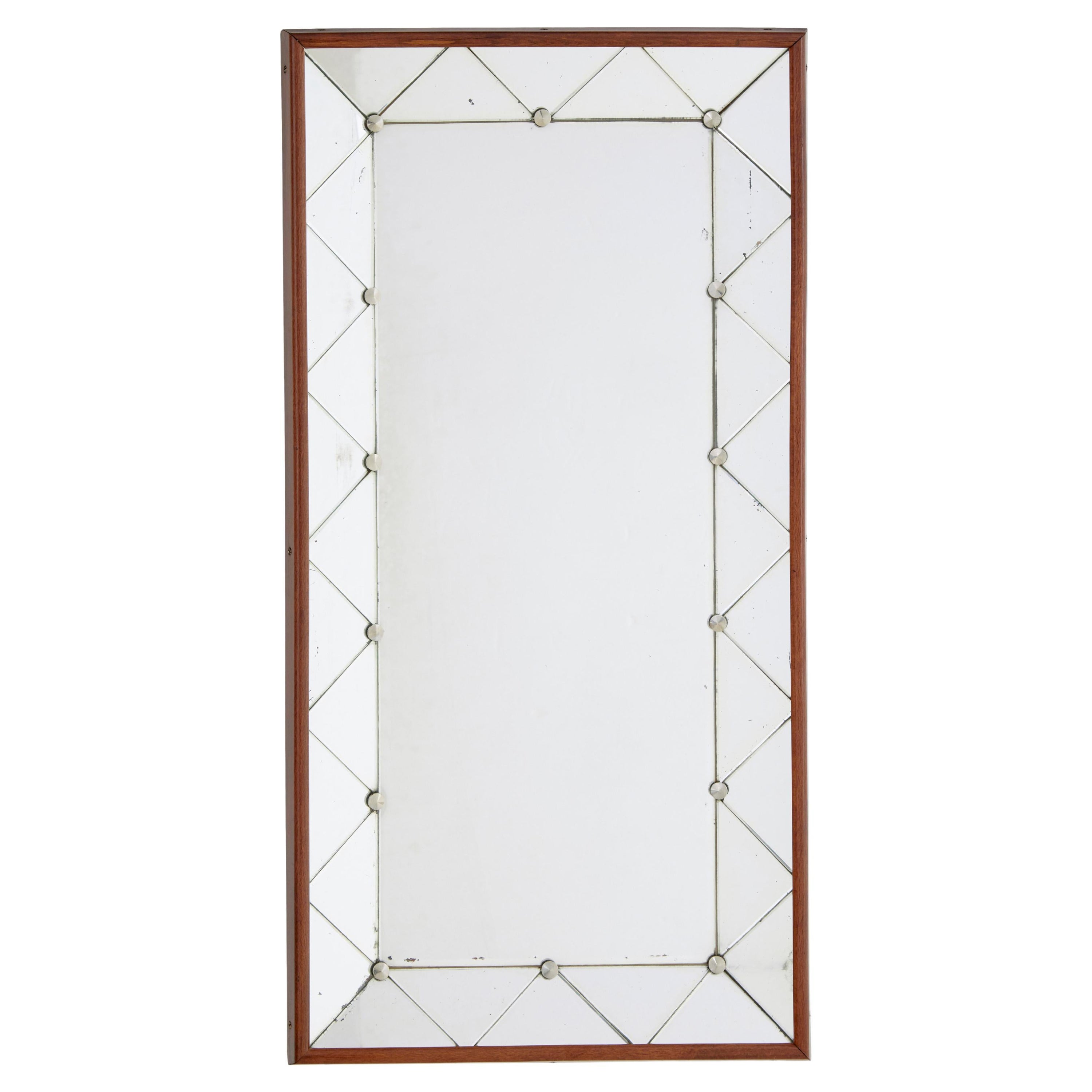 Swedish mid century shaped wall mirror For Sale
