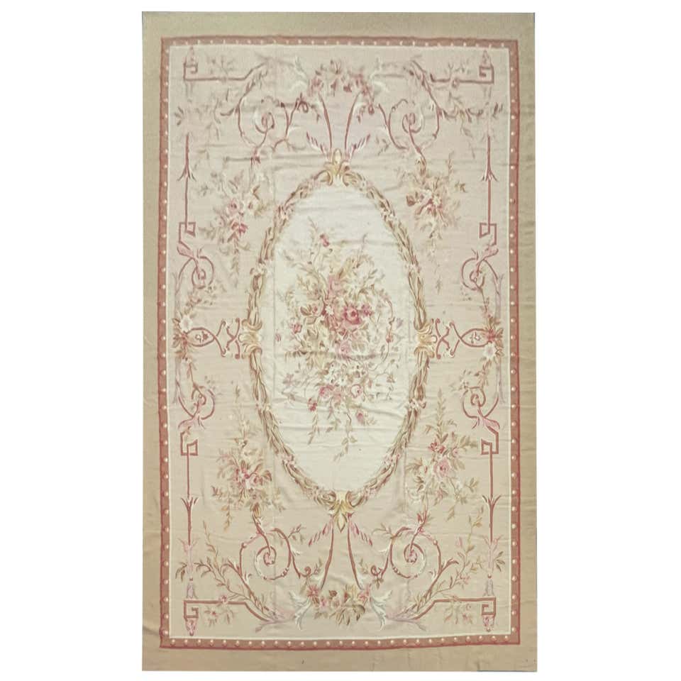 Vintage French Aubusson Rug with Romantic Rococo Style For Sale at ...