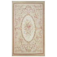 Tapis d'Aubusson rococo beige rose tapis de salon en laine tissé à la main Décoration intérieure