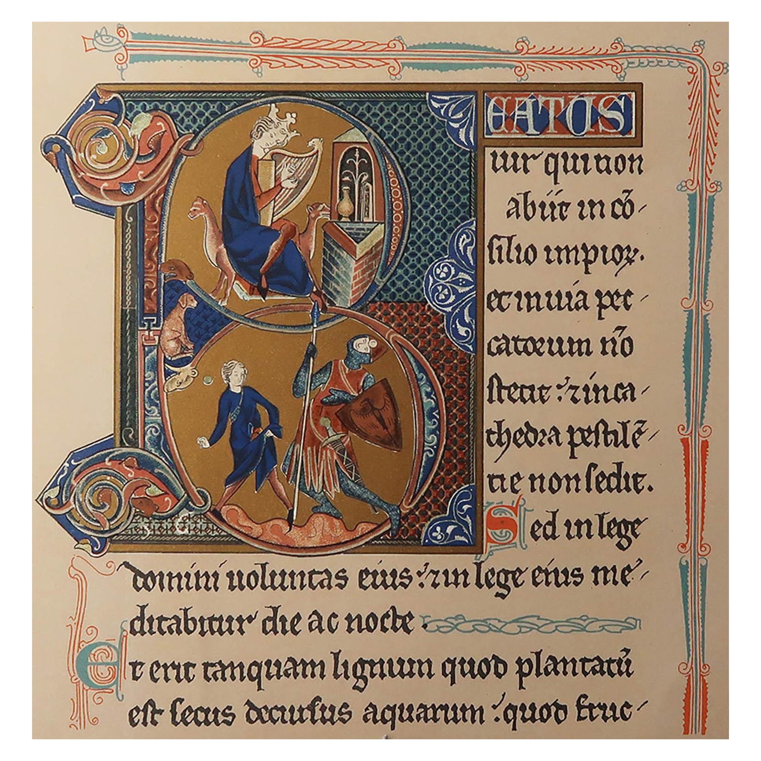 Original Antique Print of a 13th Century Illumination, circa 1900 For Sale