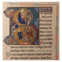 Original Antique Print of a 13th Century Illumination, circa 1900