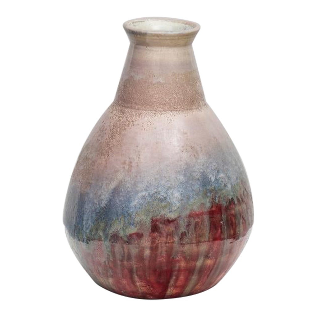 Marcello Fantoni Large Signed Brutalist Polychrome Ceramic Vase, 1960s