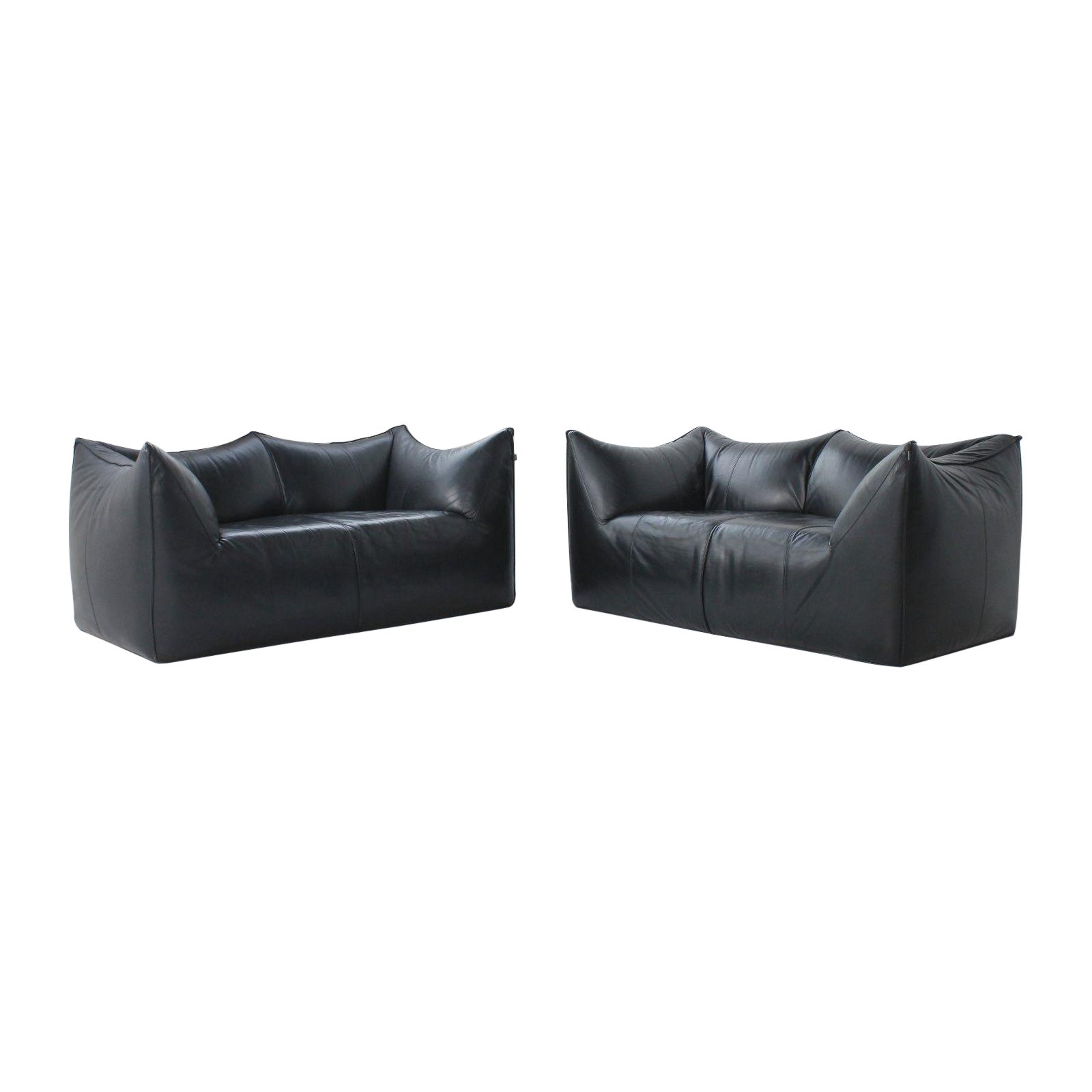 Pair of Le Bambole Sofa by Mario Bellini for B&B Italia black Leather Vintage