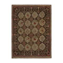 Antique Bessarabian Kilim rug in brown, with Floral patterns, from Rug & Kilim