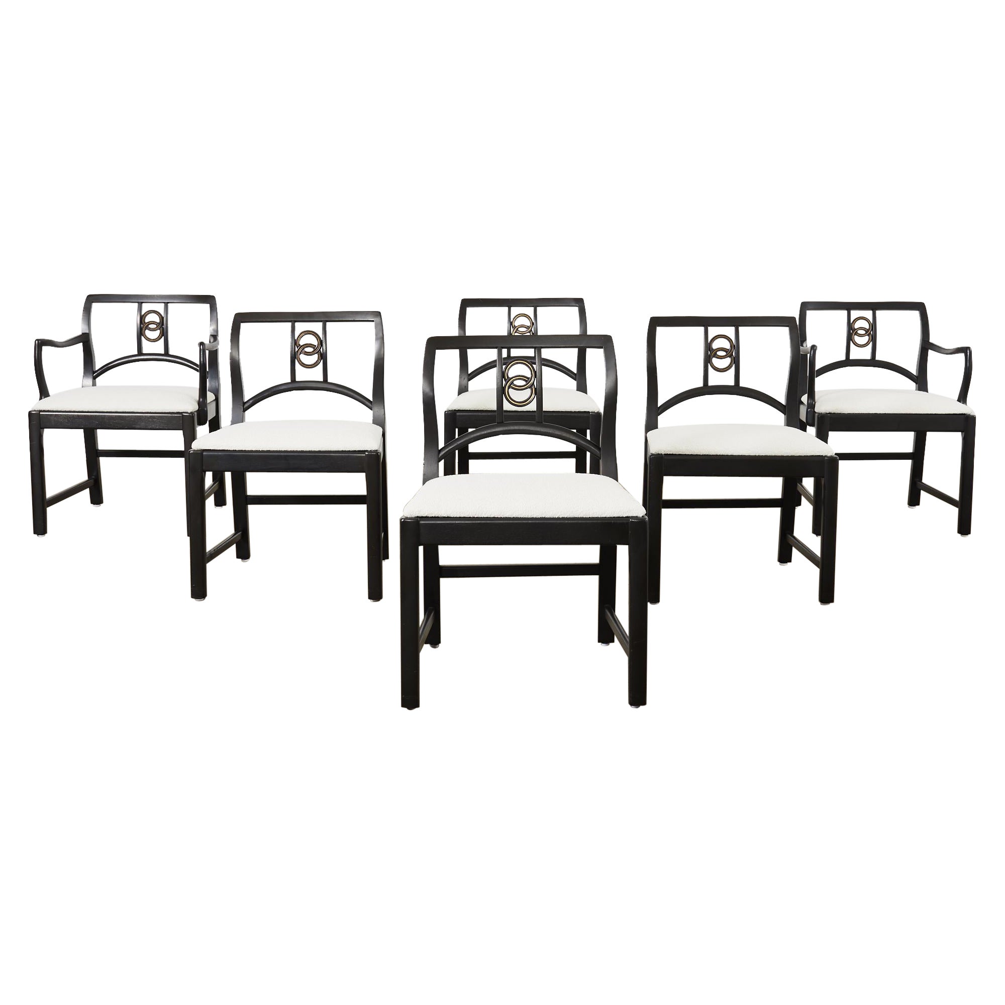 Set of Six Michael Taylor for Baker Dining Chairs with Bouclé For Sale