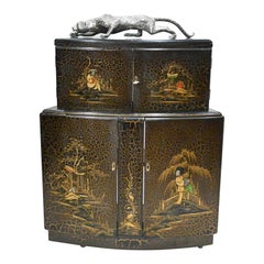 Art Deco Cocktail Cabinet Chinoiserie Craquelure Drinks Chest
