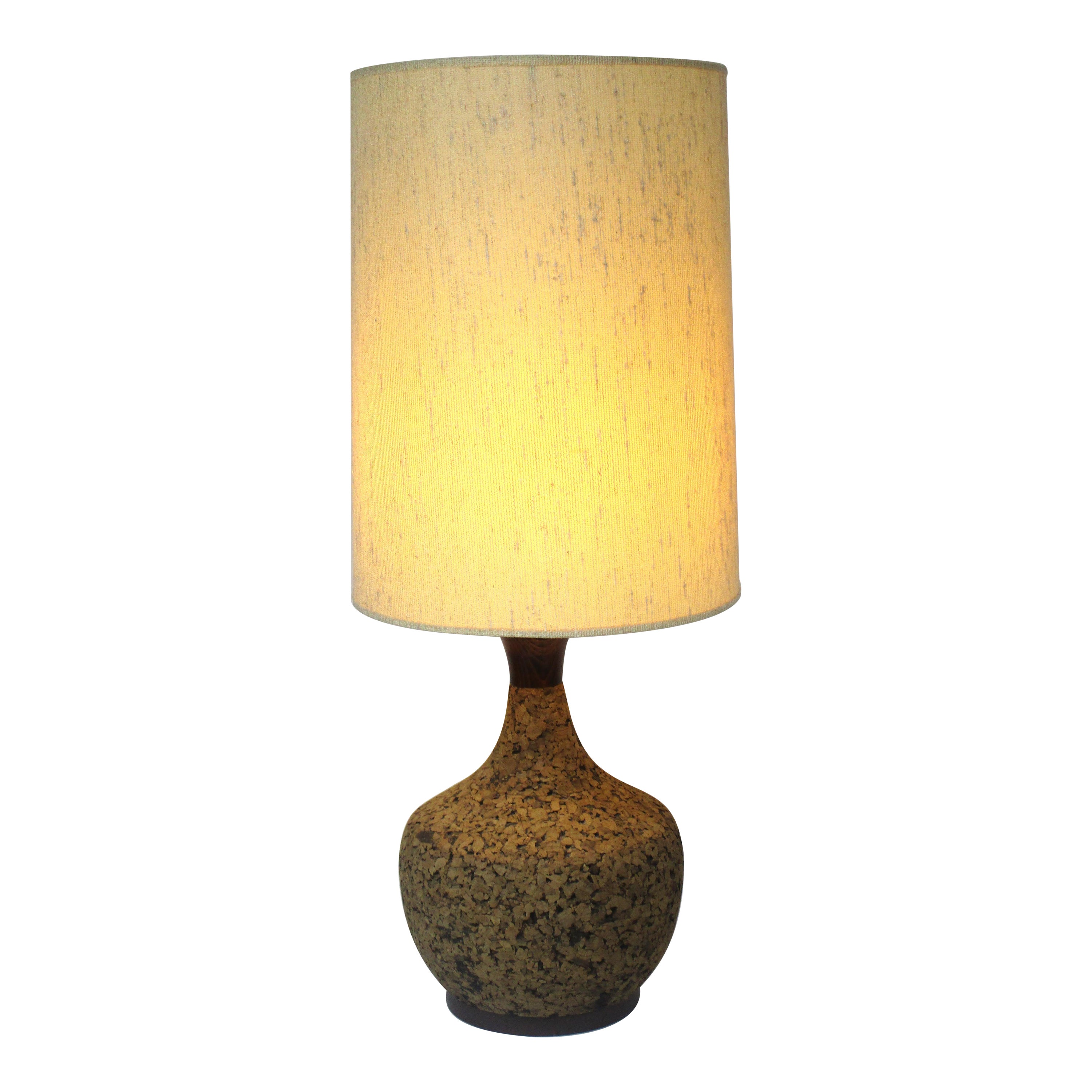Mid Century Cork Table Lamp  For Sale