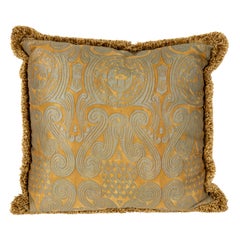 A Fortuny Cushion in the Peruviano Pattern with Brush Fringe