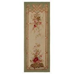 Antique Floral Aubusson Tapestry Runner Rug in Cream & Green, from Rug & Kilim