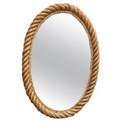 Antique Mid-Century Large Oval Rope Mirror Adrien Audoux & Frida Minet