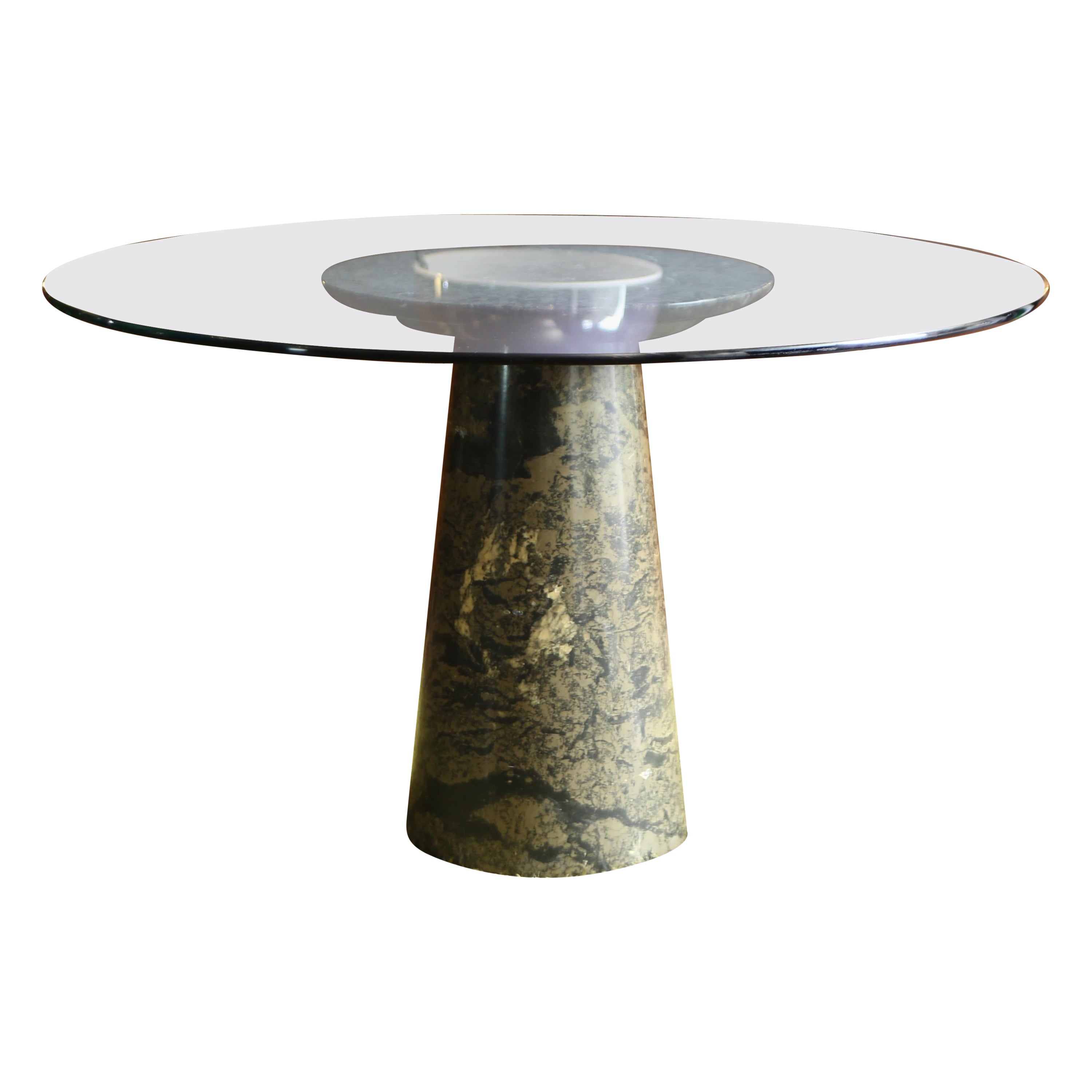Rare Angelo Mangiarotti green marble dining table 1970s  For Sale